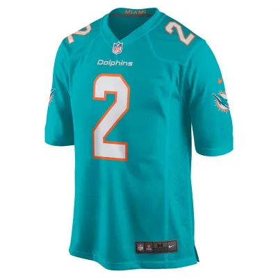 Men's Miami Dolphins Bradley Chubb Aqua Game Player Jersey 02