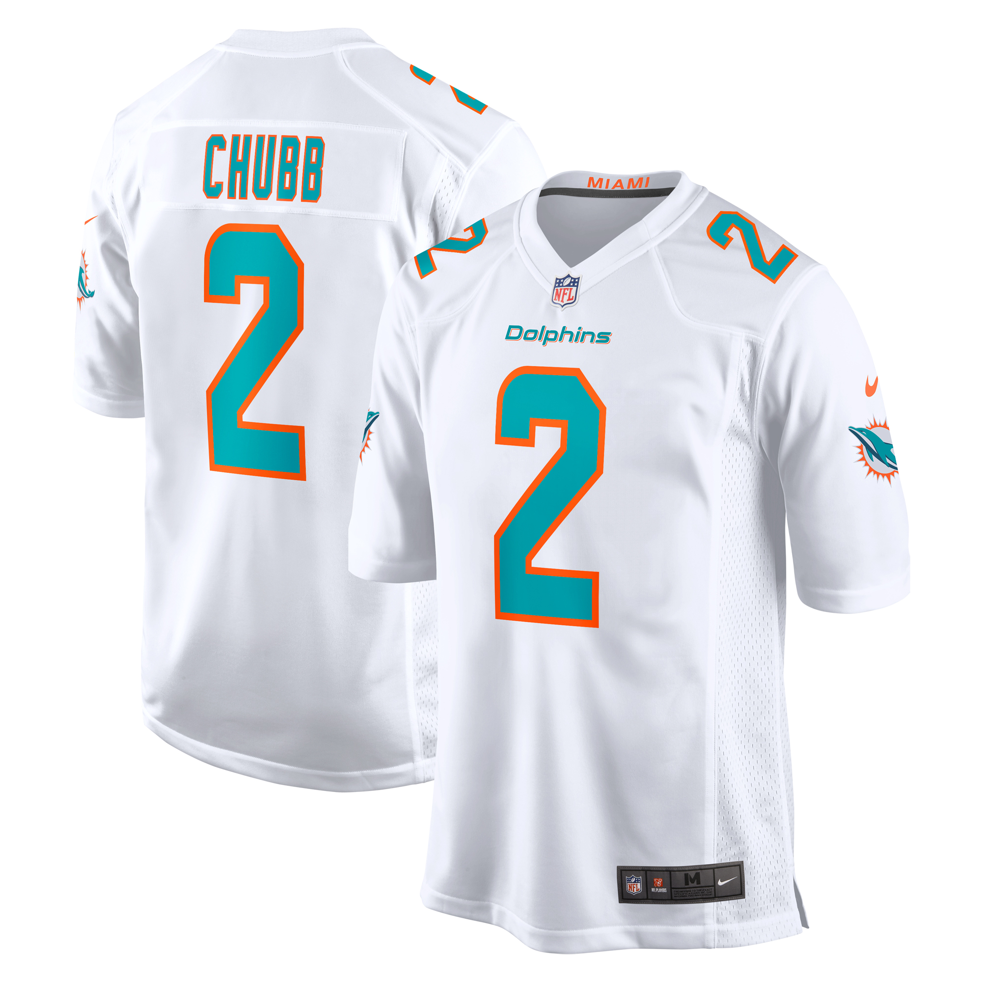 Men's Miami Dolphins Bradley Chubb White Game Player Jersey