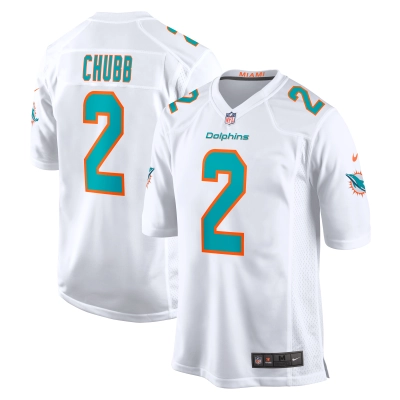 Men's Miami Dolphins Bradley Chubb White Game Player Jersey 01