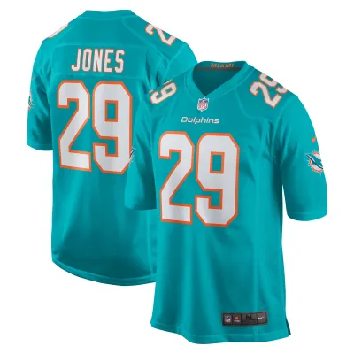 Men's Miami Dolphins Brandon Jones Aqua Team Game Jersey 01