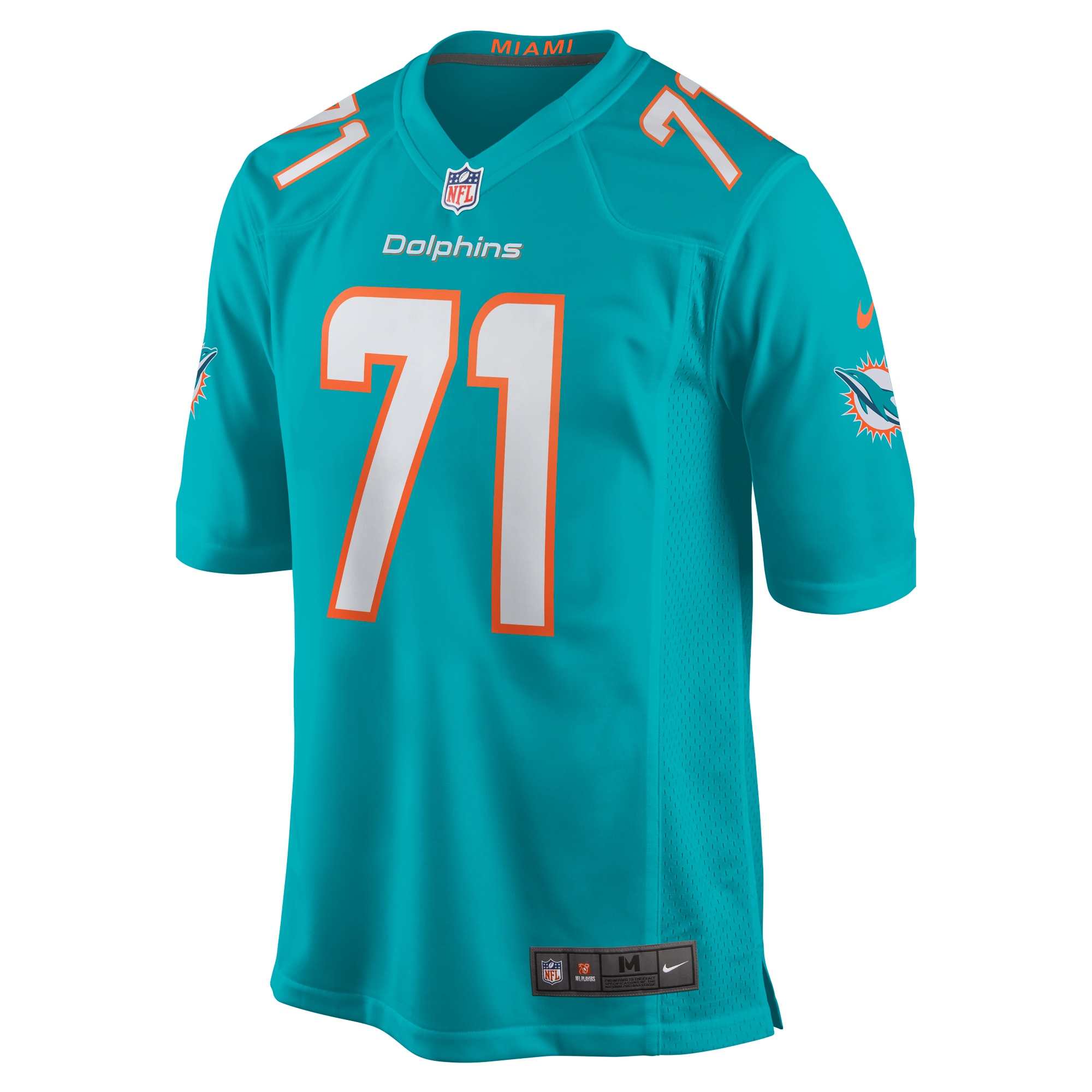 Men's Miami Dolphins Brandon Shell Aqua Home Game Player Jersey