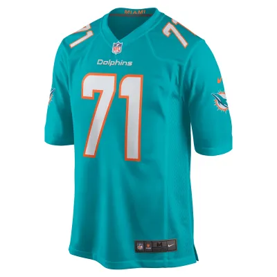 Men's Miami Dolphins Brandon Shell Aqua Home Game Player Jersey 02