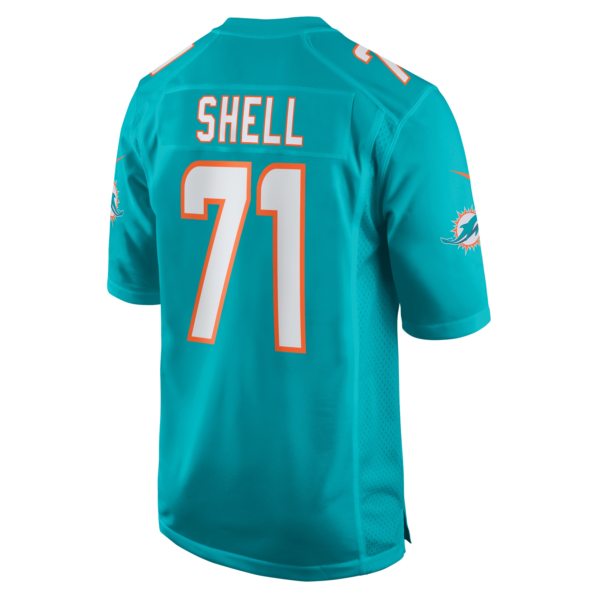 Men's Miami Dolphins Brandon Shell Aqua Home Game Player Jersey