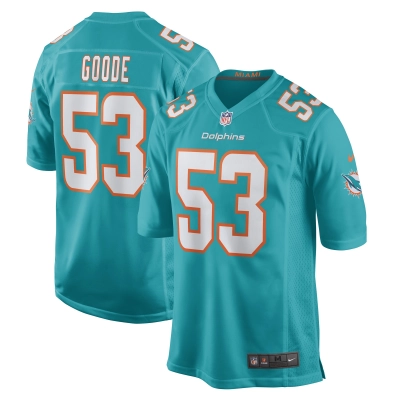 Men's Miami Dolphins Cameron Goode Aqua Game Player Jersey 01