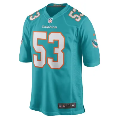 Men's Miami Dolphins Cameron Goode Aqua Game Player Jersey 02