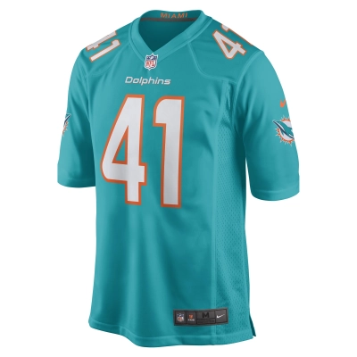 Men's Miami Dolphins Channing Tindall Aqua Game Player Jersey 02
