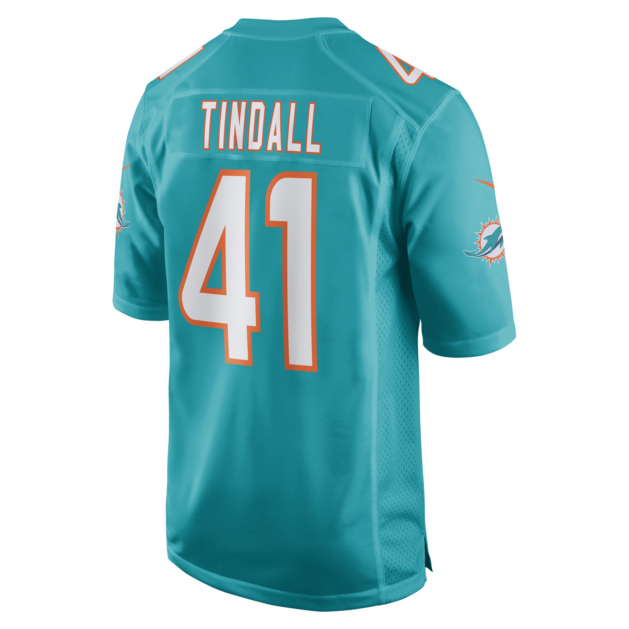 Men's Miami Dolphins Channing Tindall Aqua Game Player Jersey