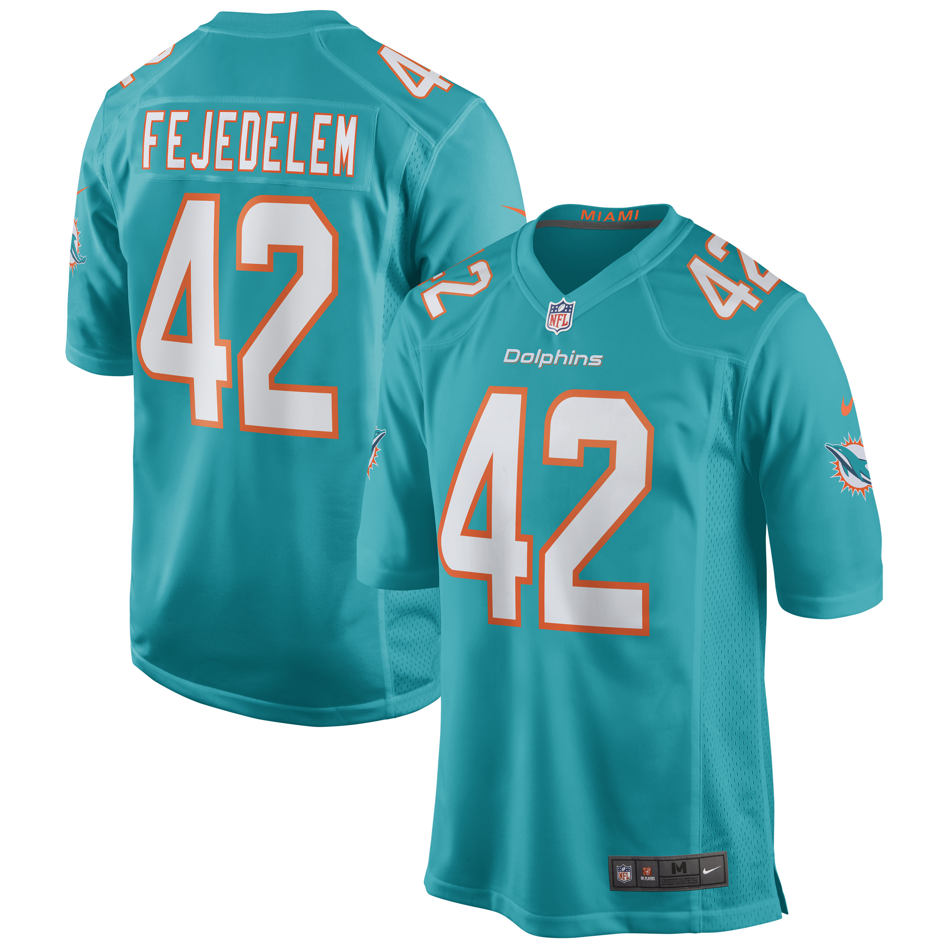 Men's Miami Dolphins Clayton Fejedelem Aqua Game Jersey