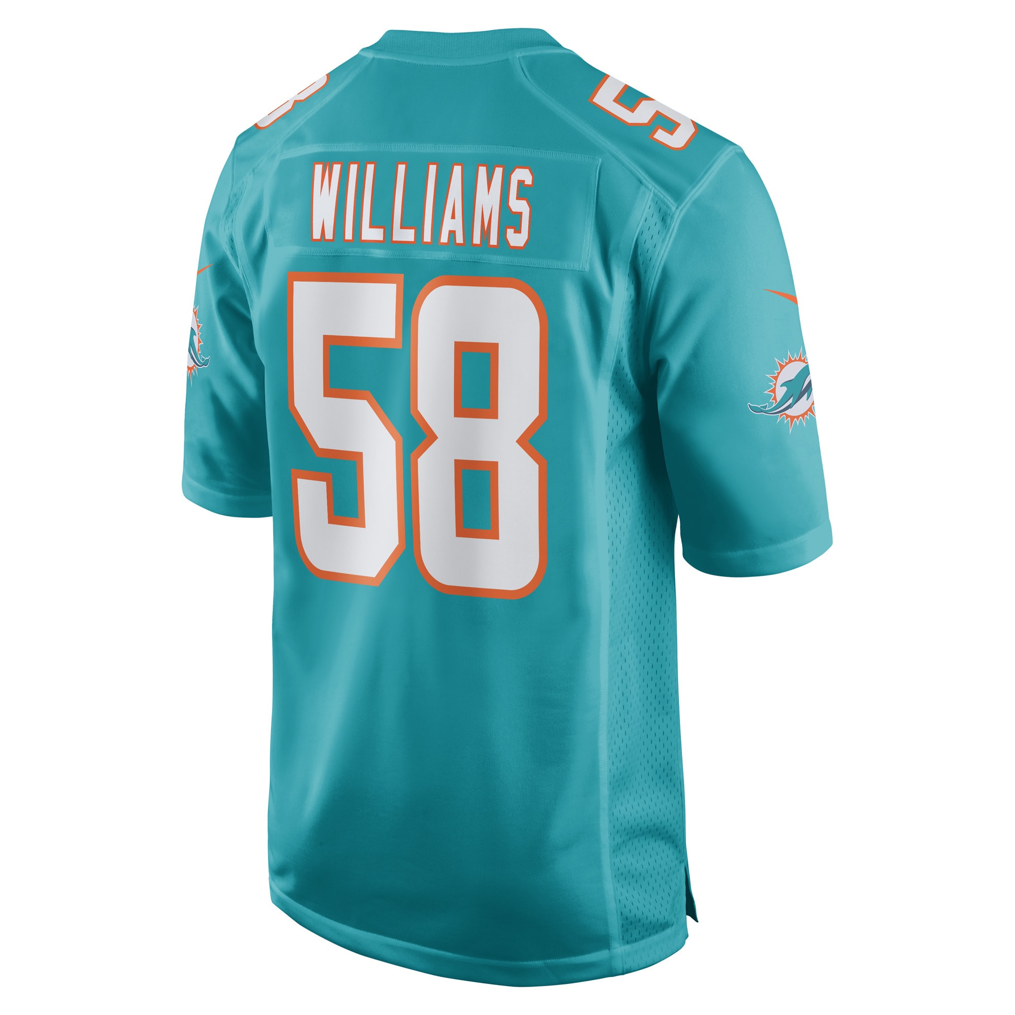 Men's Miami Dolphins Connor Williams Aqua Game Player Jersey