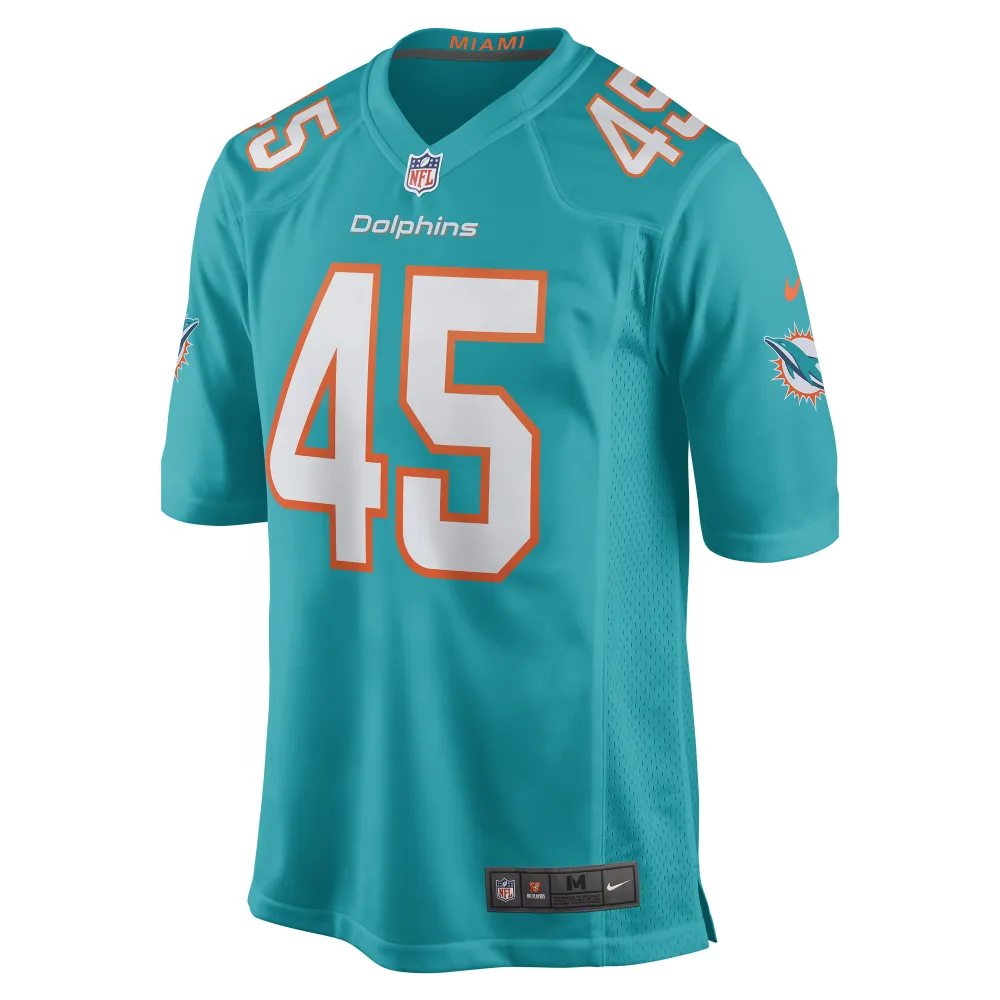 Men's Miami Dolphins Duke Riley Aqua Game Jersey