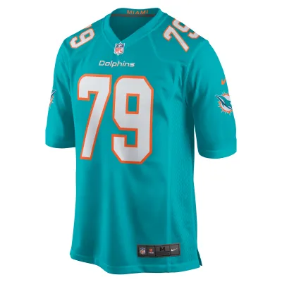 Men's Miami Dolphins Eric Fisher Aqua Home Game Player Jersey 02