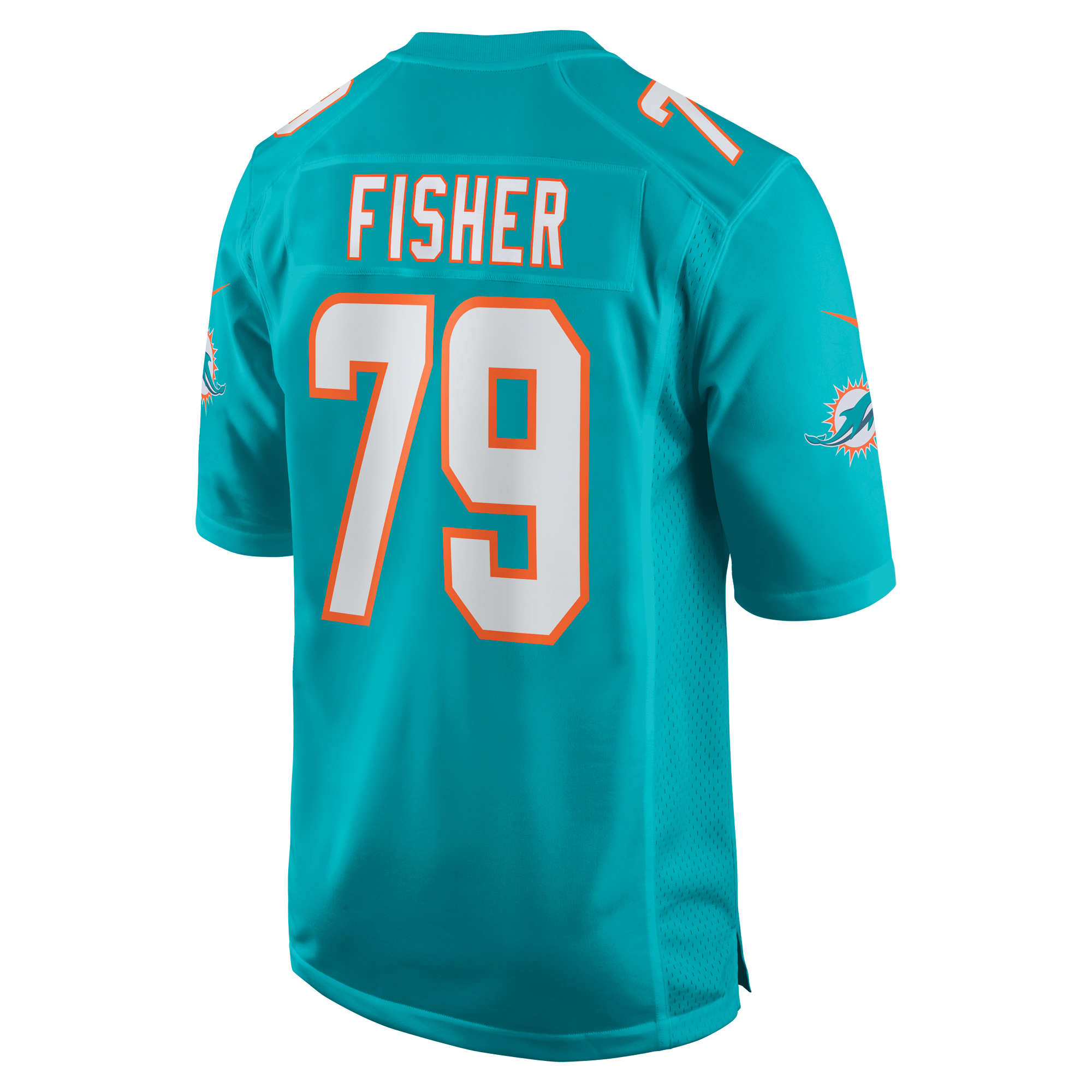 Men's Miami Dolphins Eric Fisher Aqua Home Game Player Jersey
