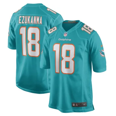 Men's Miami Dolphins Erik Ezukanma Aqua Game Player Jersey 01