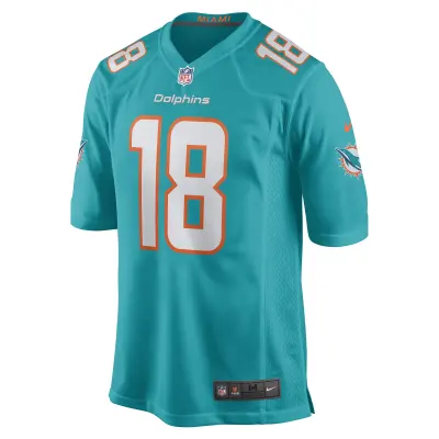 Men's Miami Dolphins Erik Ezukanma Aqua Game Player Jersey 02