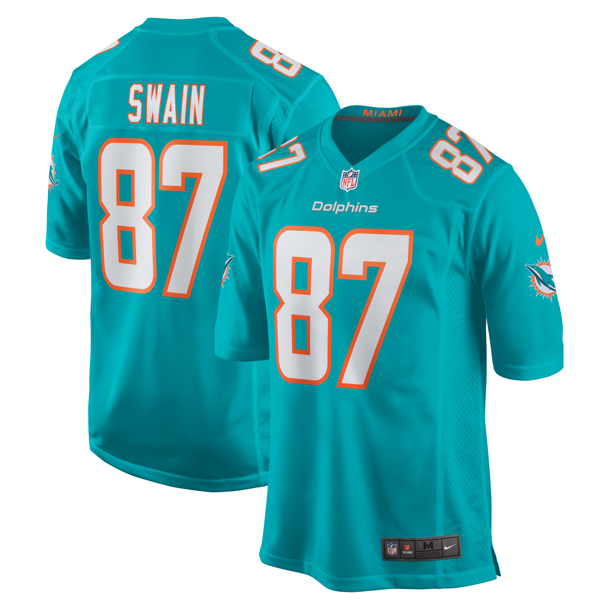 Men's Miami Dolphins Freddie Swain  Aqua Game Jersey