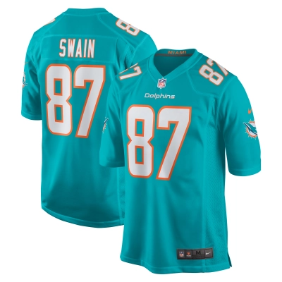 Men's Miami Dolphins Freddie Swain  Aqua Game Jersey 01