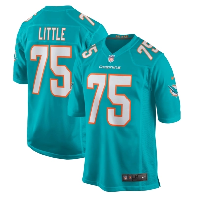 Men's Miami Dolphins Greg Little Aqua Game Jersey 01