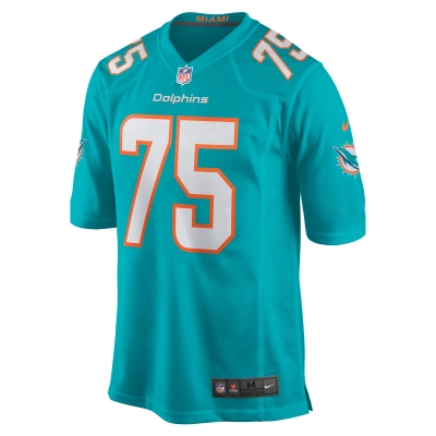 Men's Miami Dolphins Greg Little Aqua Game Jersey 02