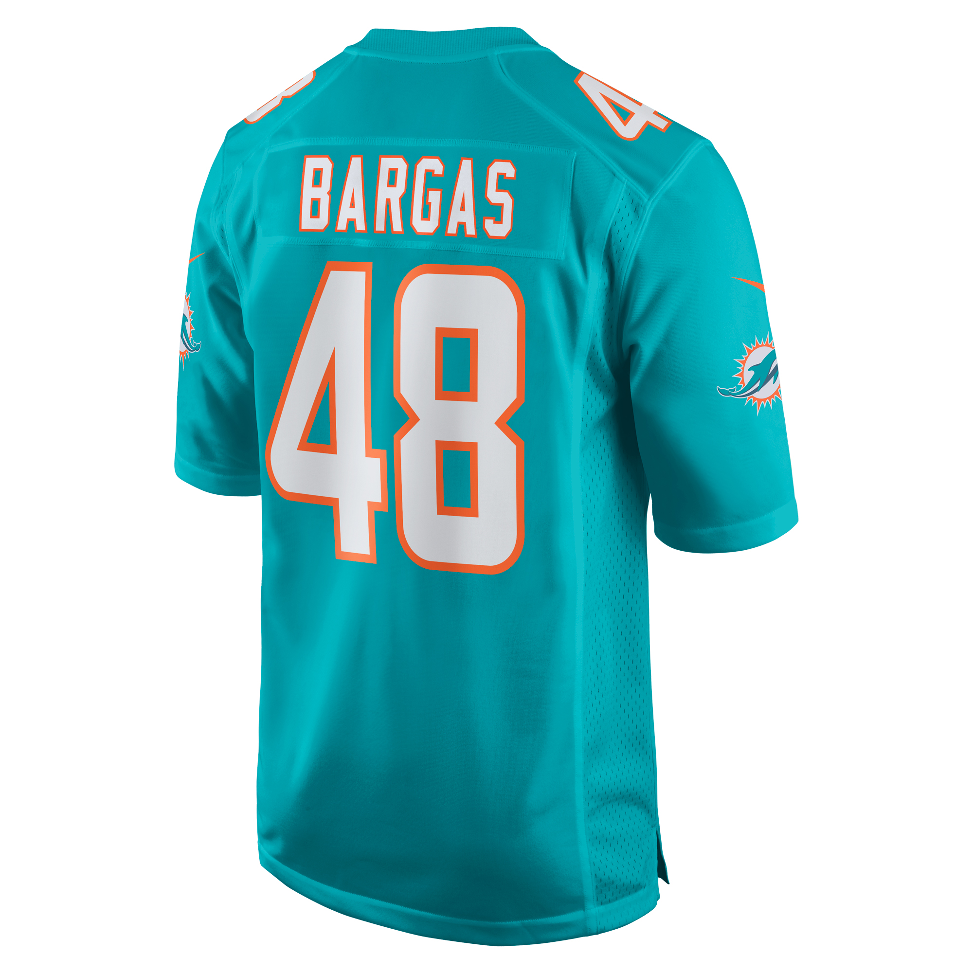 Men's Miami Dolphins Jake Bargas Aqua Home Game Player Jersey
