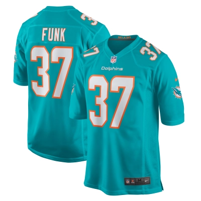 Men's Miami Dolphins Jake Funk  Aqua Game Jersey 01