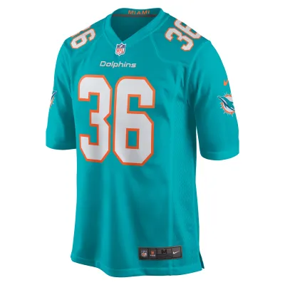 Men's Miami Dolphins Jamal Perry Aqua Home Game Player Jersey 02