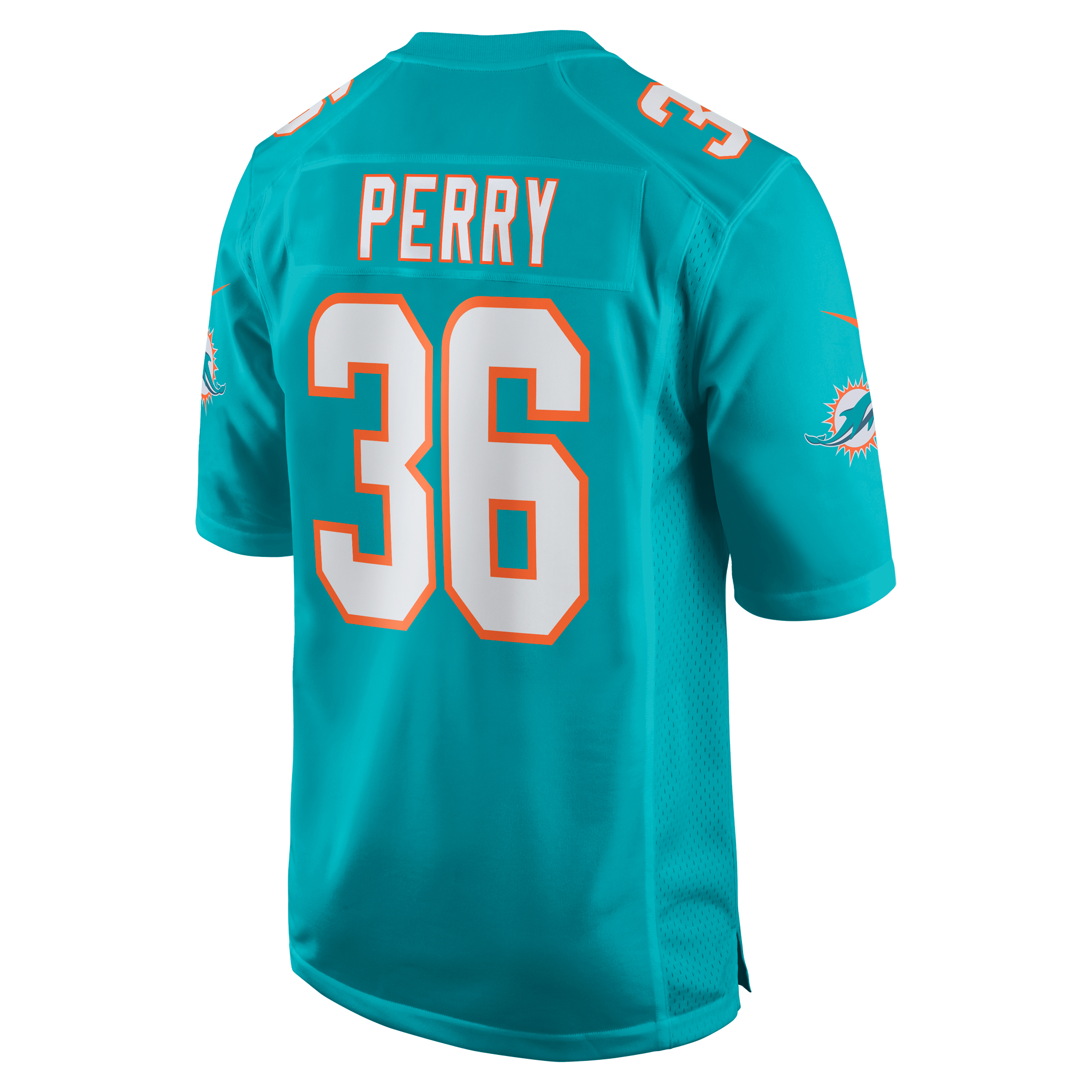 Men's Miami Dolphins Jamal Perry Aqua Home Game Player Jersey
