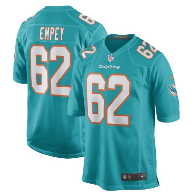 Men's Miami Dolphins James Empey Aqua Game Player Jersey 01