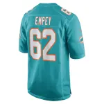 Men's Miami Dolphins James Empey Aqua Game Player Jersey