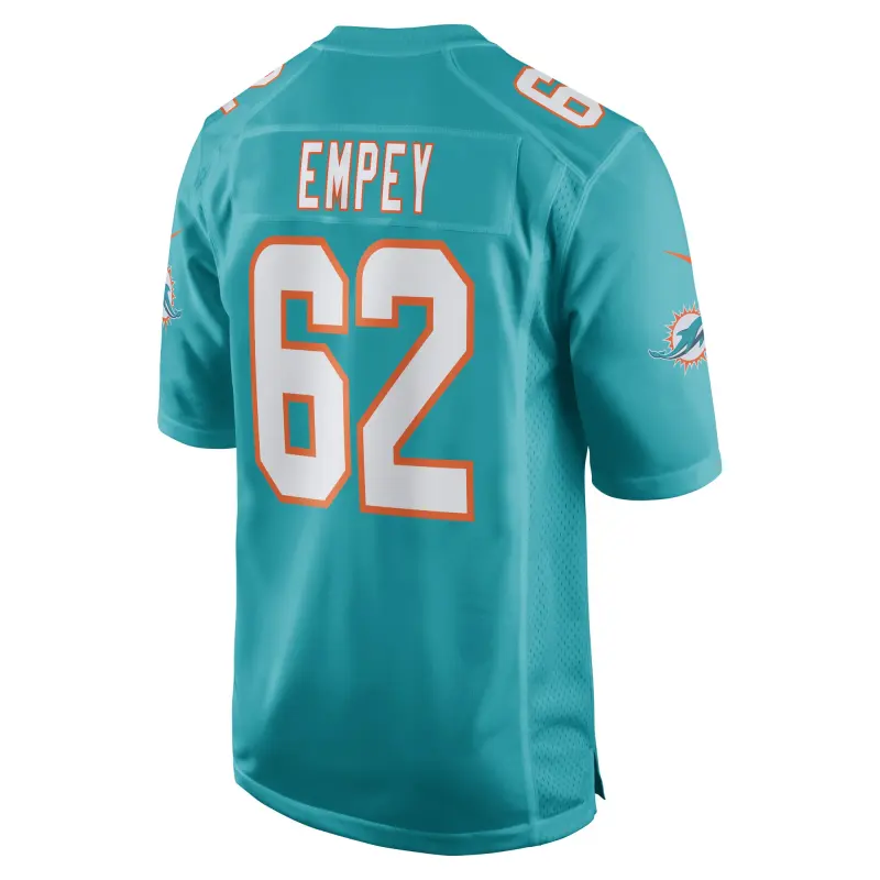 Men's Miami Dolphins James Empey Aqua Game Player Jersey