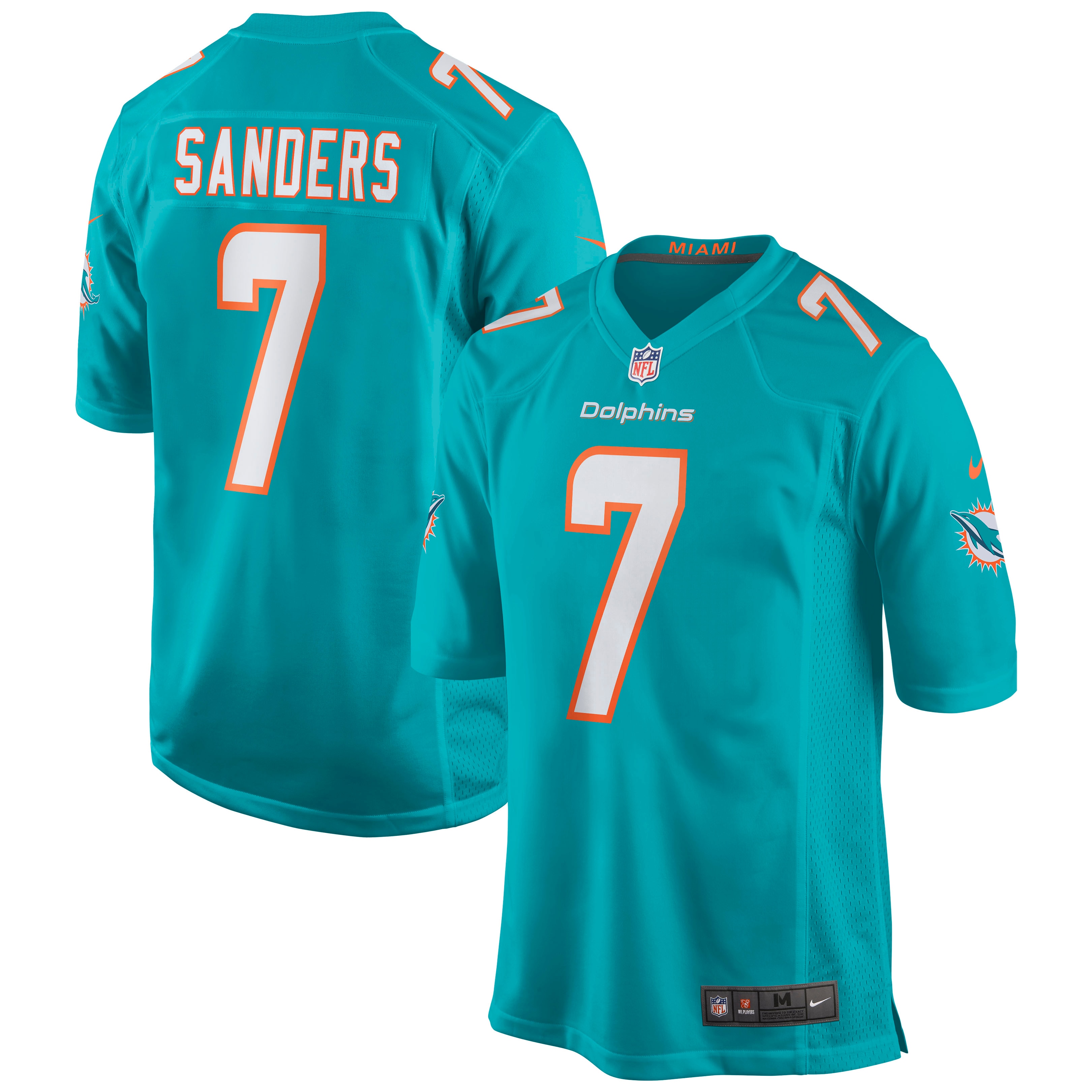 Men's Miami Dolphins Jason Sanders Aqua Game Jersey