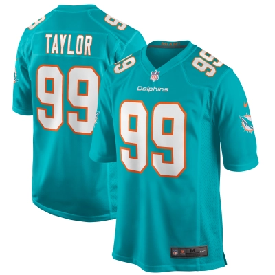 Men's Miami Dolphins Jason Taylor Aqua Game Retired Player Jersey 01