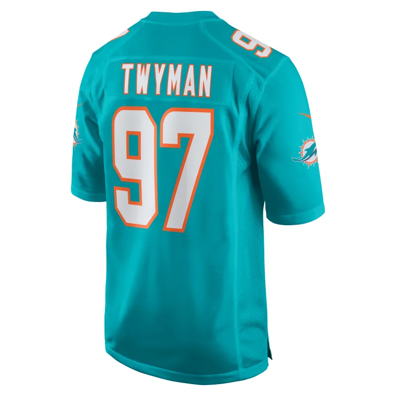 Men's Miami Dolphins Jaylen Twyman Aqua Home Game Player Jersey