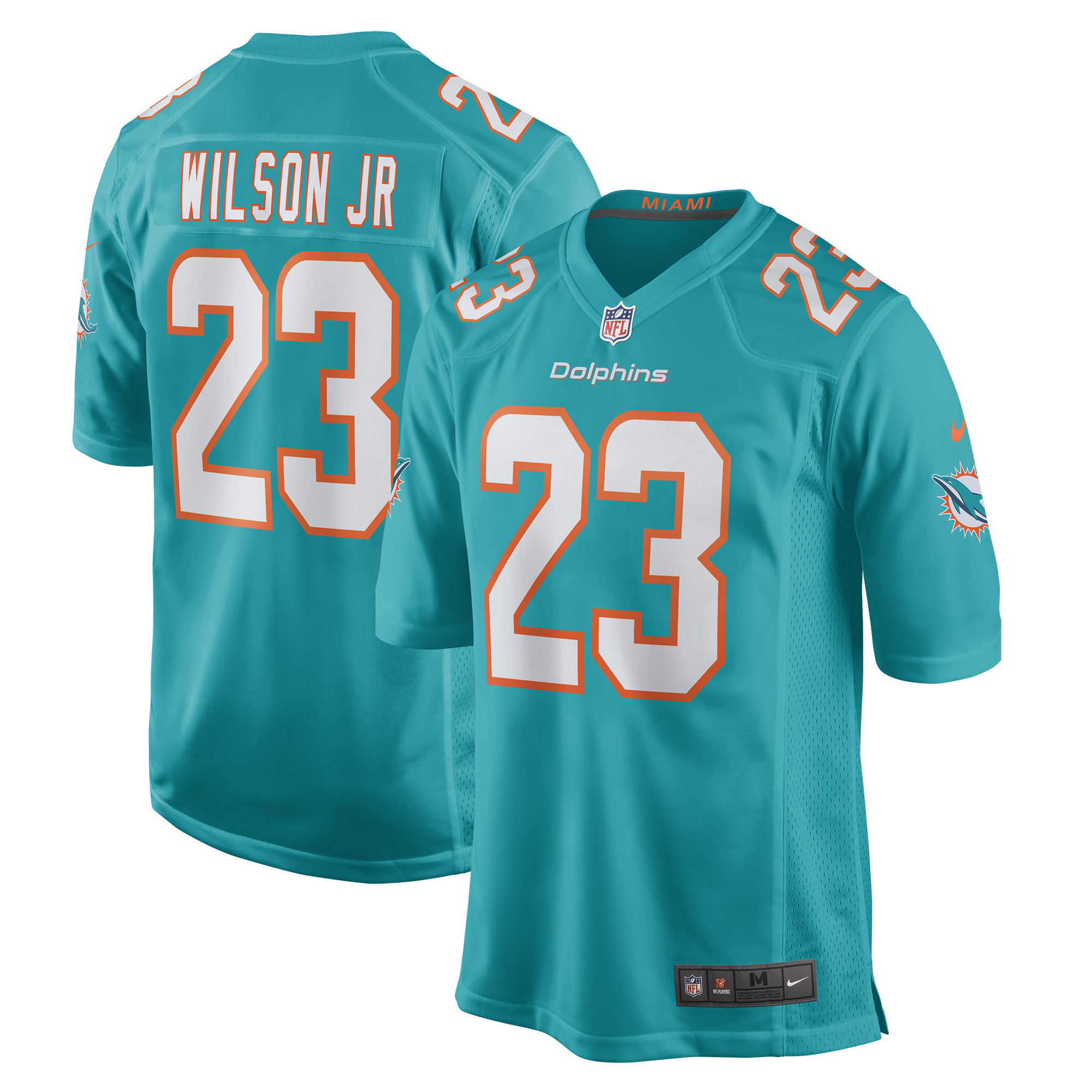 Men's Miami Dolphins Jeff Wilson Jr. Aqua Game Player Jersey