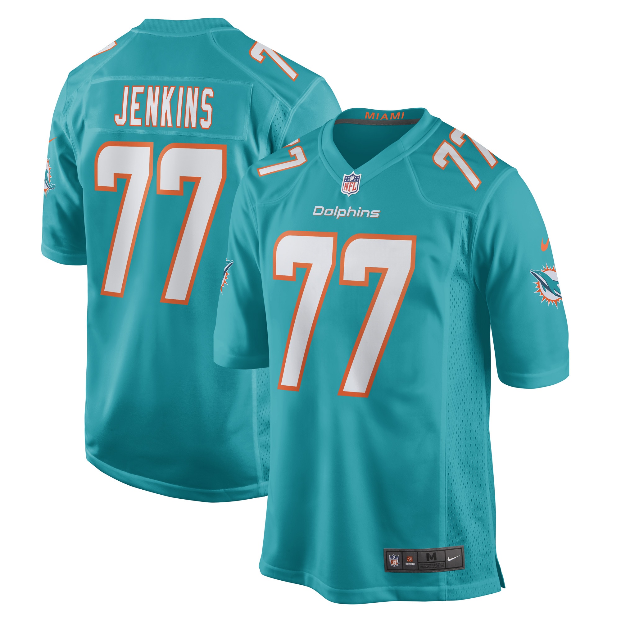 Men's Miami Dolphins John Jenkins Aqua Game Player Jersey