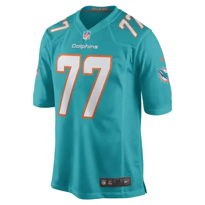 Men's Miami Dolphins John Jenkins Aqua Game Player Jersey 02