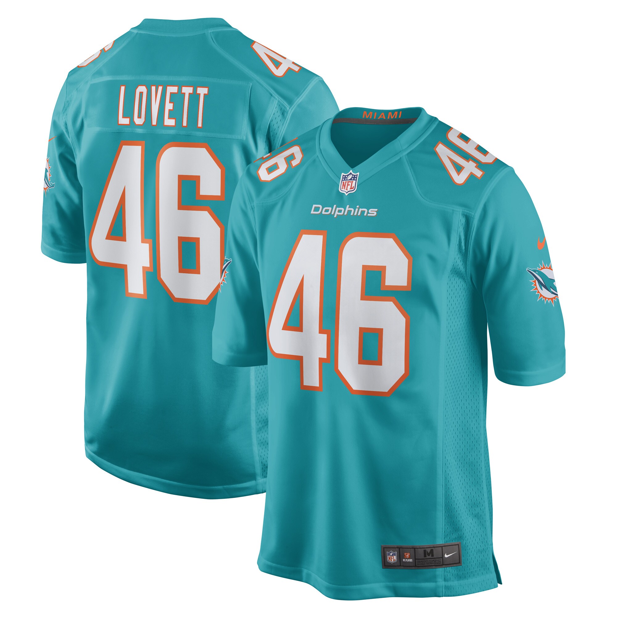 Men's Miami Dolphins John Lovett Aqua Game Player Jersey