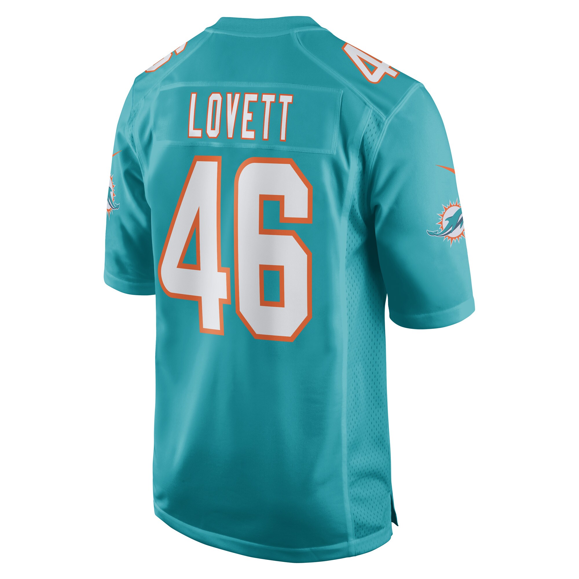 Men's Miami Dolphins John Lovett Aqua Game Player Jersey