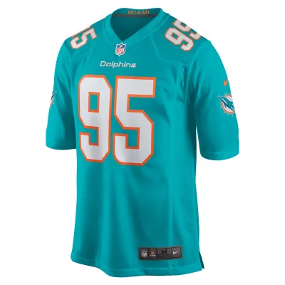 Men's Miami Dolphins Josiah Bronson Aqua Home Game Player Jersey 02