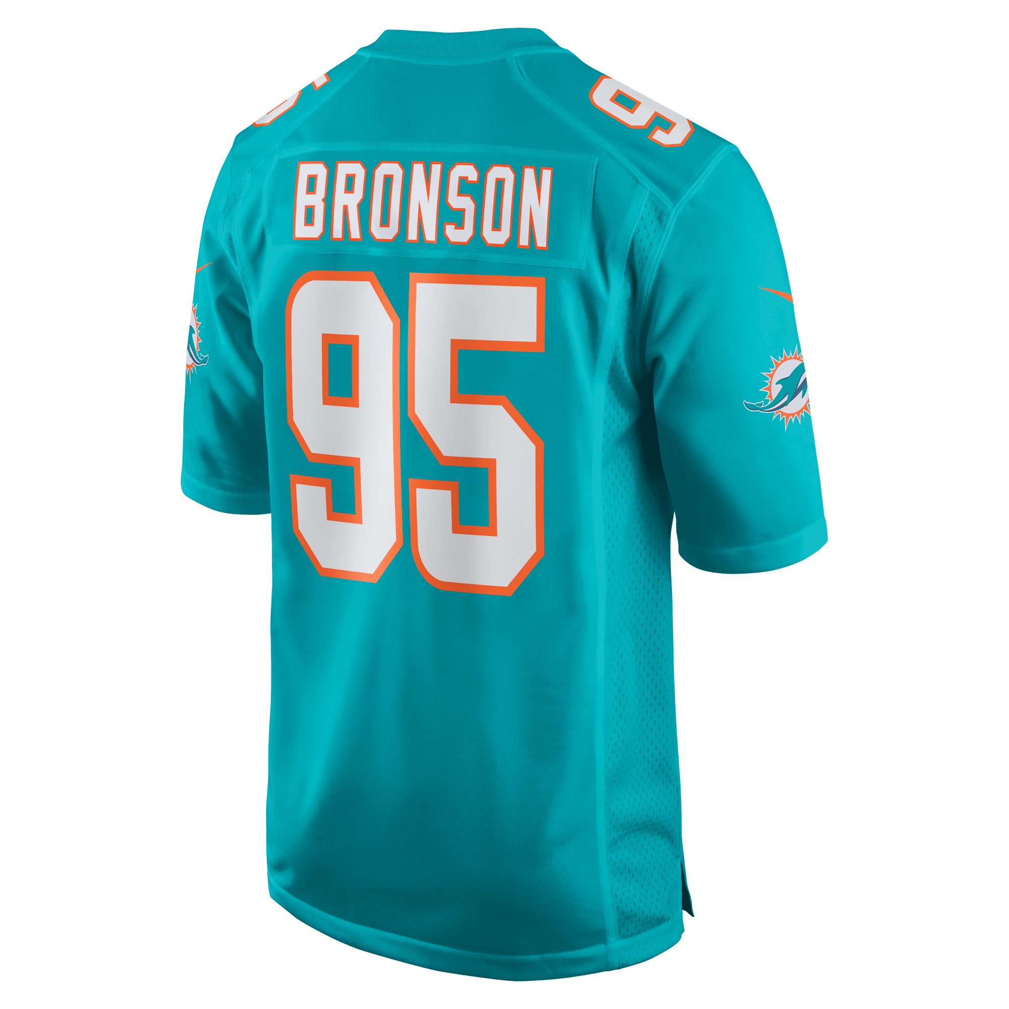 Men's Miami Dolphins Josiah Bronson Aqua Home Game Player Jersey