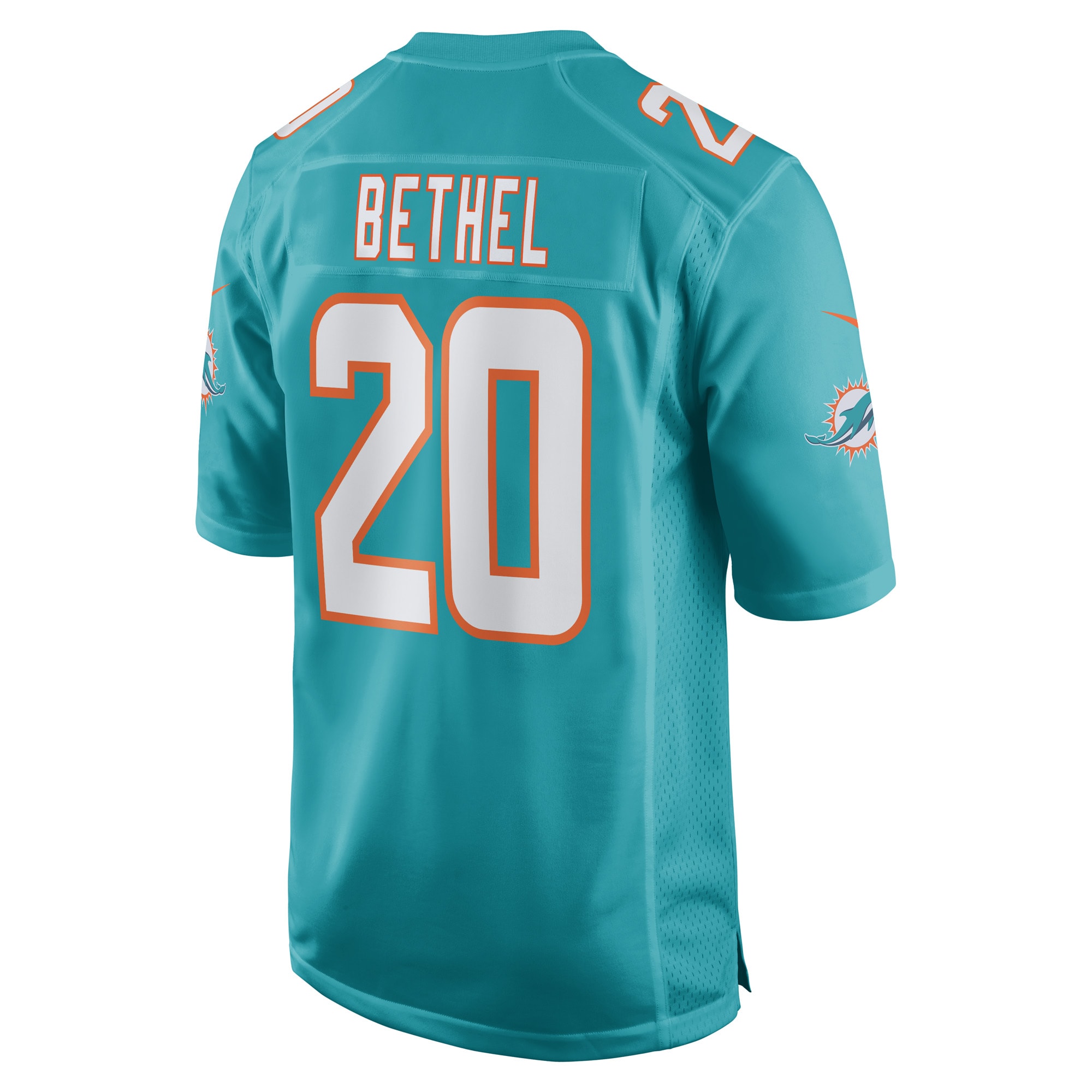 Men's Miami Dolphins Justin Bethel Aqua Game Player Jersey