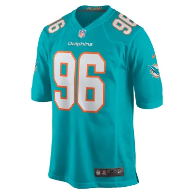 Men's Miami Dolphins Justin Zimmer Aqua Home Game Player Jersey 02