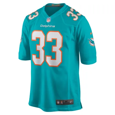Men's Miami Dolphins Lamical Perine Aqua Home Game Player Jersey 02