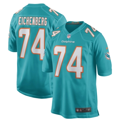 Men's Miami Dolphins Liam Eichenberg Aqua Game Jersey 01