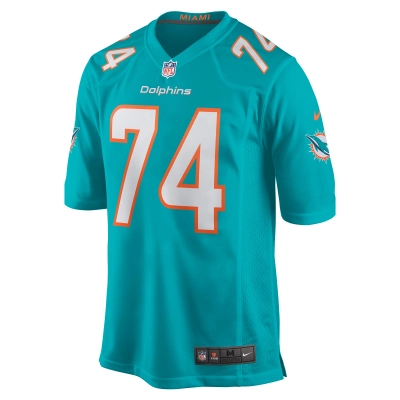 Men's Miami Dolphins Liam Eichenberg Aqua Game Jersey 02