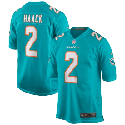 Men's Miami Dolphins Matt Haack Aqua Game Jersey 01