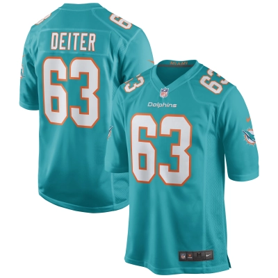 Men's Miami Dolphins Michael Deiter Aqua Game Jersey 01