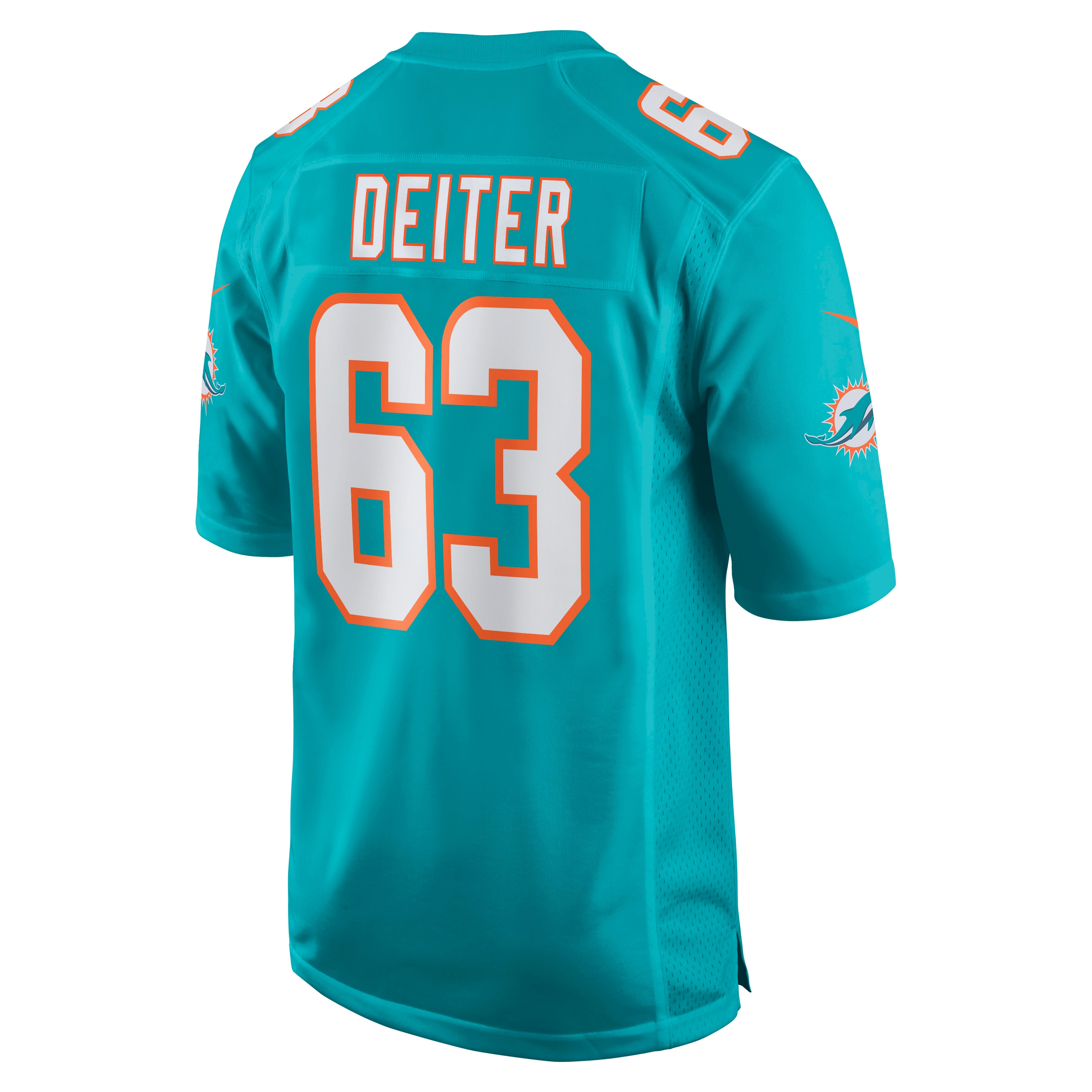 Men's Miami Dolphins Michael Deiter Aqua Game Jersey