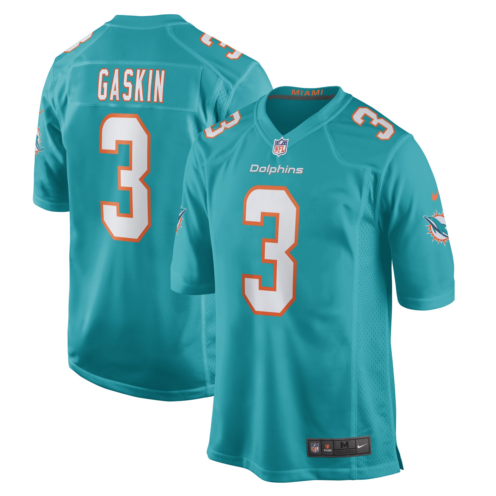 Men's Miami Dolphins Myles Gaskin Aqua Game Player Jersey