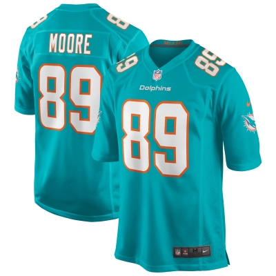 Men's Miami Dolphins Nat Moore Aqua Game Retired Player Jersey 01