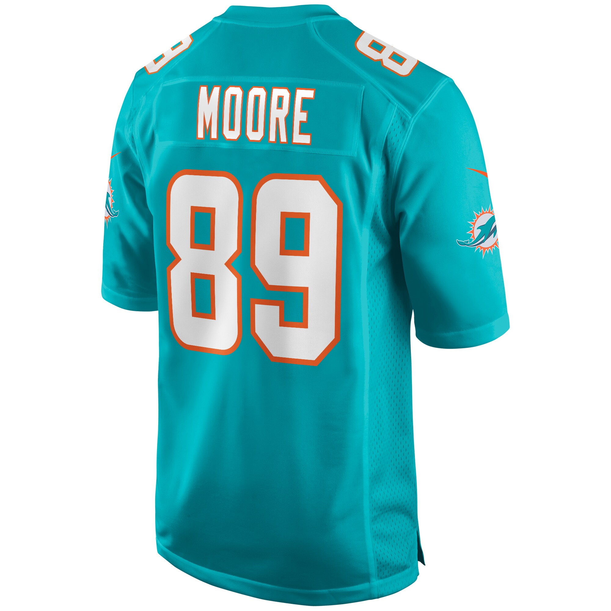 Men's Miami Dolphins Nat Moore Aqua Game Retired Player Jersey